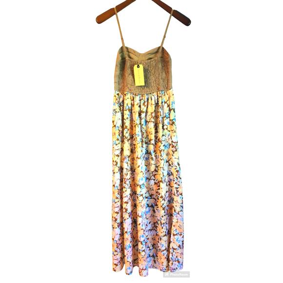 Band of the Free Brown Tan with Peach Floral Bra Cup Coastal Cowgirl Maxi Dress - Picture 2 of 7